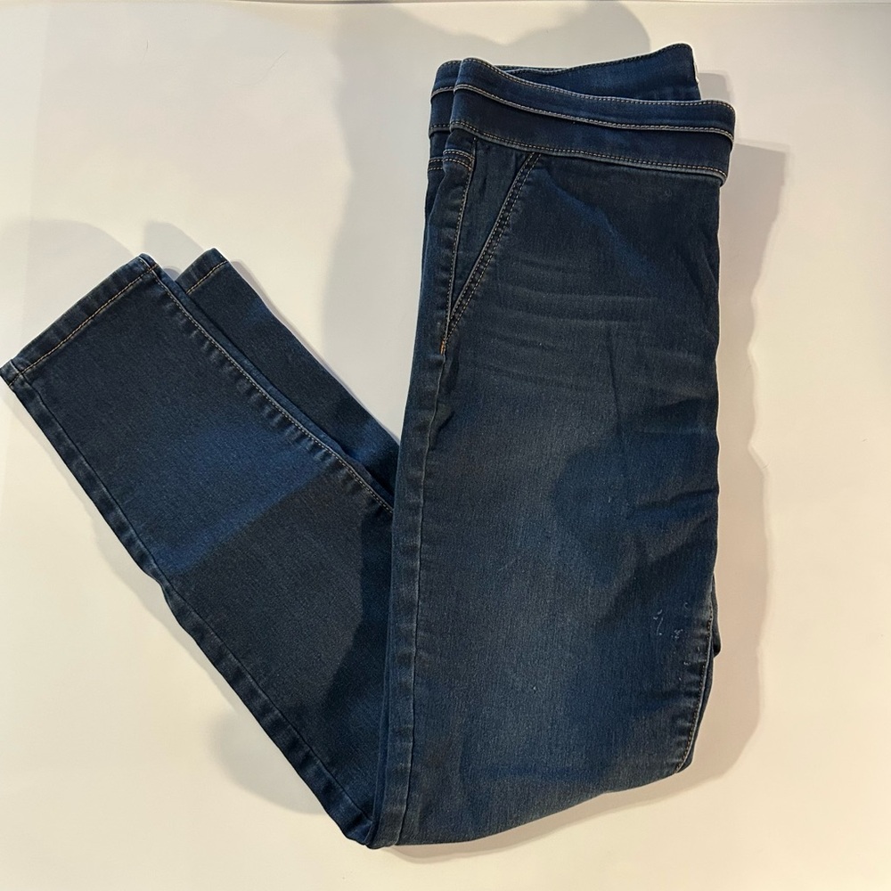 New York & Company Pull On Skinny Blue Denim Jeans Size Medium